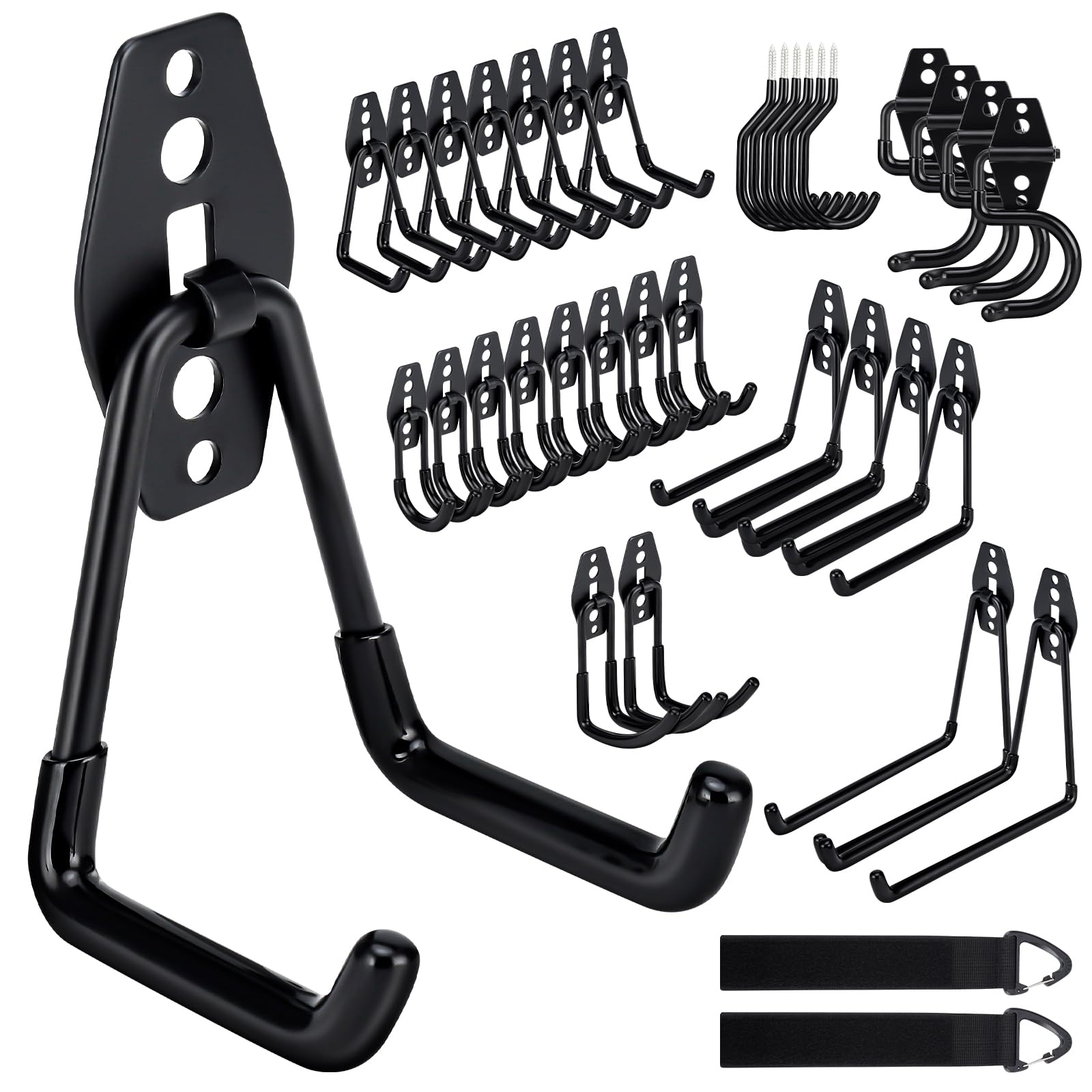 36 Pack Garage Hooks Heavy Duty,Utility Steel Garage Storage Hooks,Wall Mount Garage Hanger&Organizer for Organizing Power Tools,Ladders,Bulk Items,Bikes,Ropes and More Equipment
