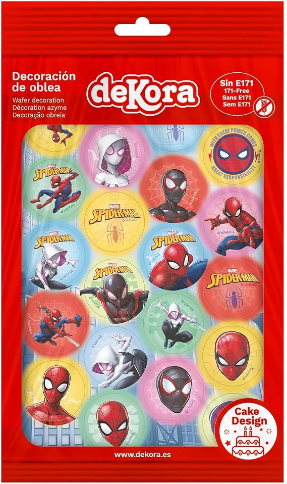 Dekora Spiderman Mini Wafer Paper Edible Cupcake Toppers Cupcake Muffins Cookies Round 3.4cm