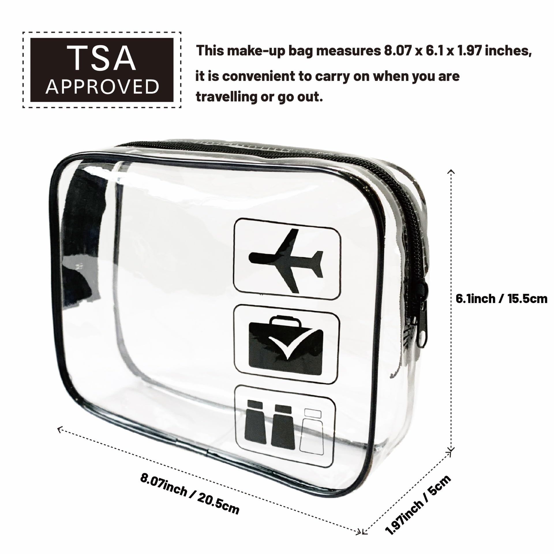 Borsa da toilette trasparente approvata TSA per viaggi - Borsa