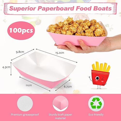 Miniatura 2 de 100 bandejas desechables de papel para nachos de 2 libras, bandejas para nachos, barcos de papel kraft para tacos, suministros de fiesta de