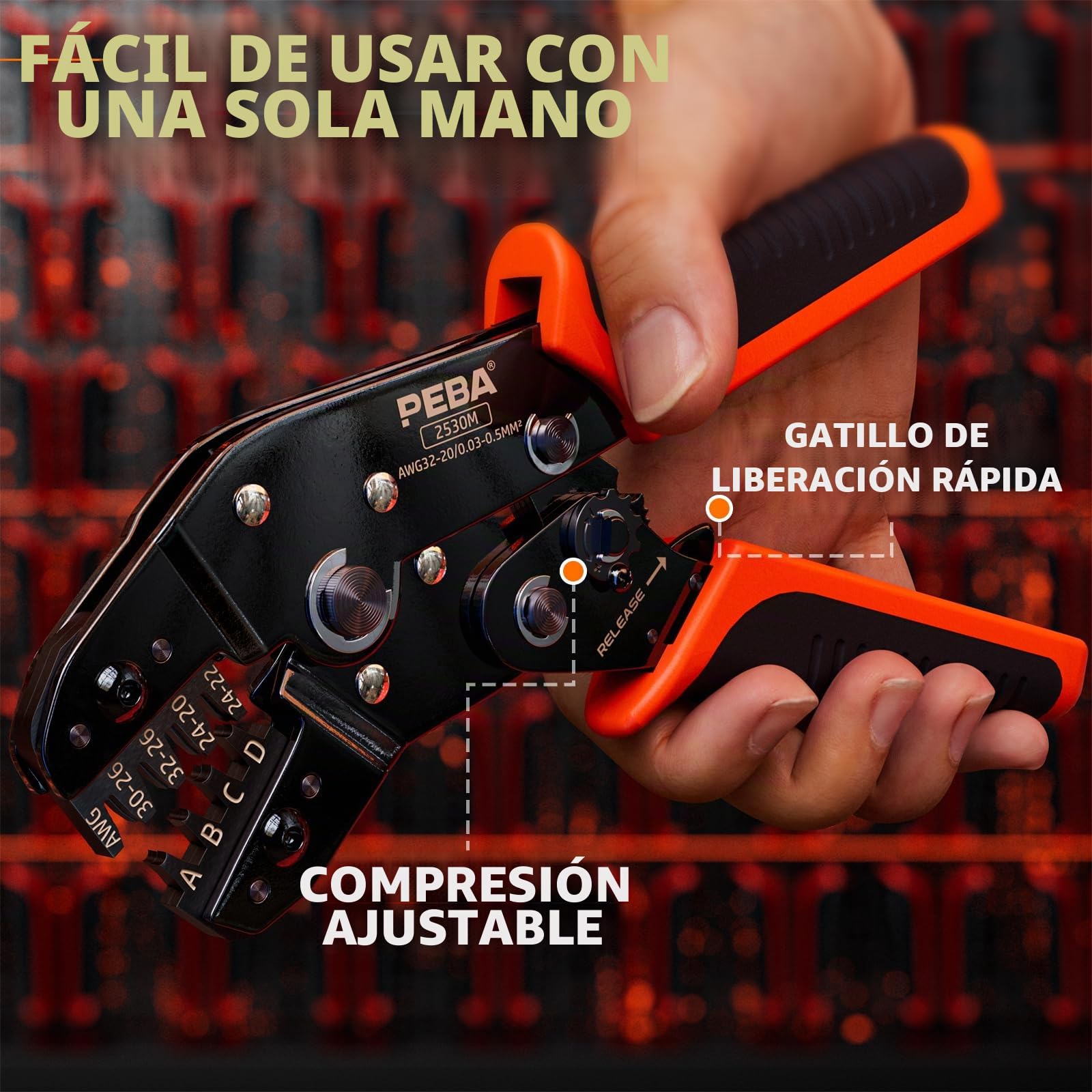 PEBA Juego de Crimpadora con 21 Estilos Dupont 2,54 mm/JST-XH 2,5 mm Conector Set, 0,03-0,5 mm² (AWG 32-20) para Dupont, JST-XH/SM/SYP/PH/VH 3,96 mm, Molex, AMP EI Serie