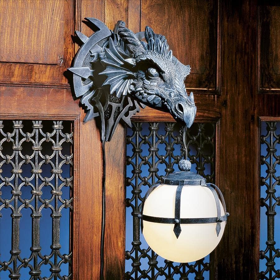 Design Toscano Marshgate Castle Dragon Electric Wall Sconces: Set of Two