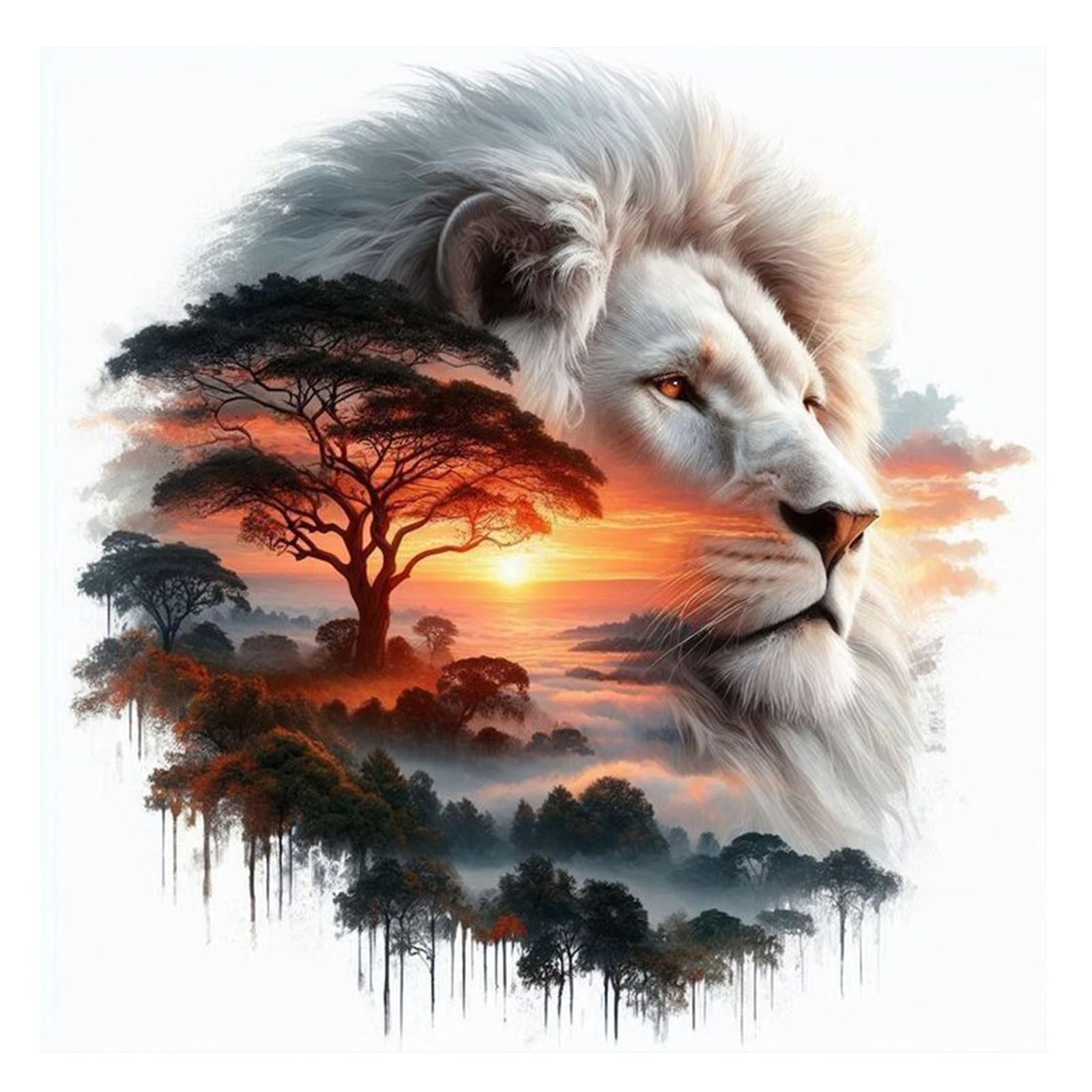 HvasJing Diamond Painting Kits for Adults Majestic Artistic Lion, 5D Full Drill Diamond Art Kit, Full Round Diamonds 11.8 x 11.8 Inch DIY Diamond Dots Craft, Relaxing Hobby Wall Decor