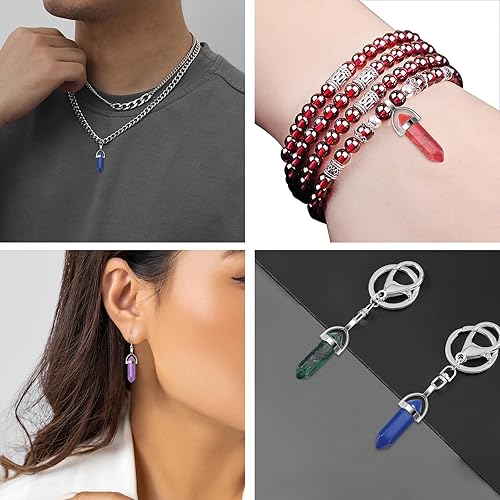 Miniatura 7 de 20 colgantes de cristal curativo de 10 colores, bala hexagonal de cristal puntiagudo, piedra de cuarzo para chakras, piedras preciosas naturales,