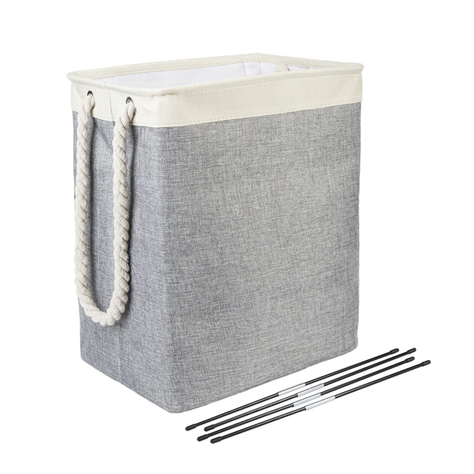 Wäschekorb Faltbare Baumwolle Leinen Square Korb Aufbewahrungskorb Fiberglas Tube Unterstützung Baumwollseilgriff (Color : 2W, Size : 42x31x50cm)