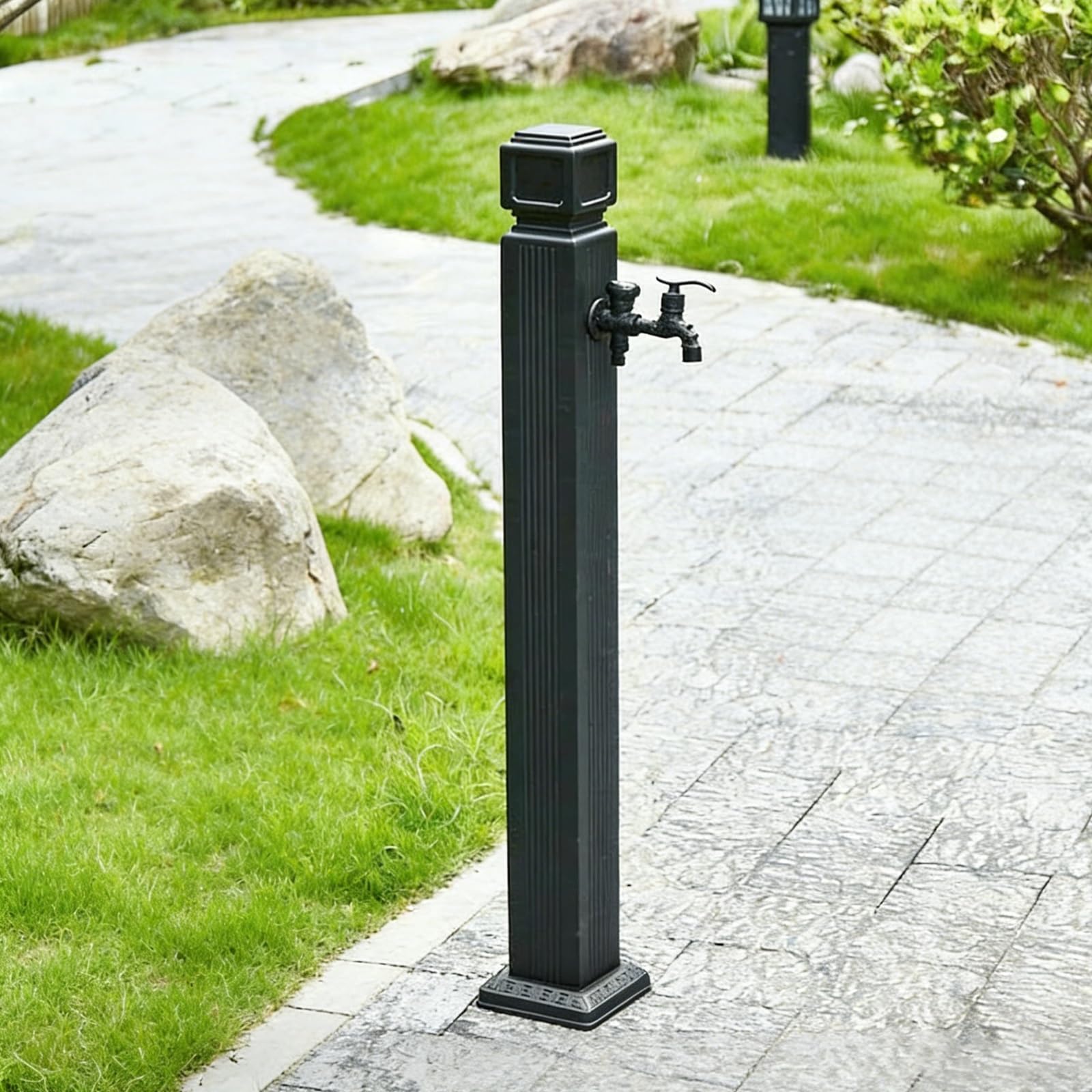 XDLEDMKIZ Outdoor Water Column Garden Hydrant with Copper Faucet and Spray Gun, Frost-Proof Freestanding Water Spigot, Dual Inlet Yard