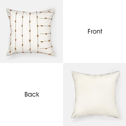 Miniatura 10 de AELS Juego de 2 fundas de almohada decorativas de lino bohemio de 20 x 20 pulgadas, fundas de almohada modernas con textura de granja, funda de