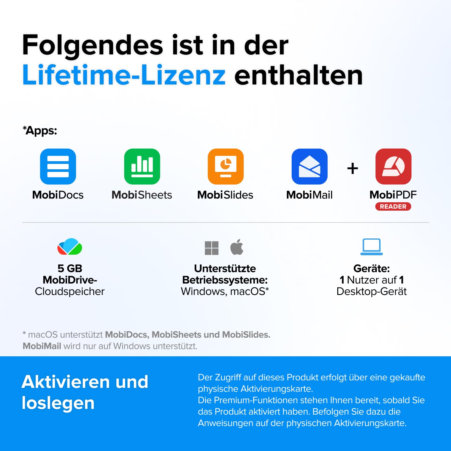 MobiOffice Lifetime: 4-in-1-Bürosuite für Windows | Lifetime-Lizenz | Textverarbeitung, Tabellenkalkulation, Präsentationen, E-Mail + kostenloser PDF-Reader