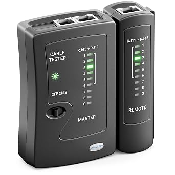 delEYCON Network Cable Tester, RJ11/RJ12/RJ45 ISDN LAN Patch Cable
