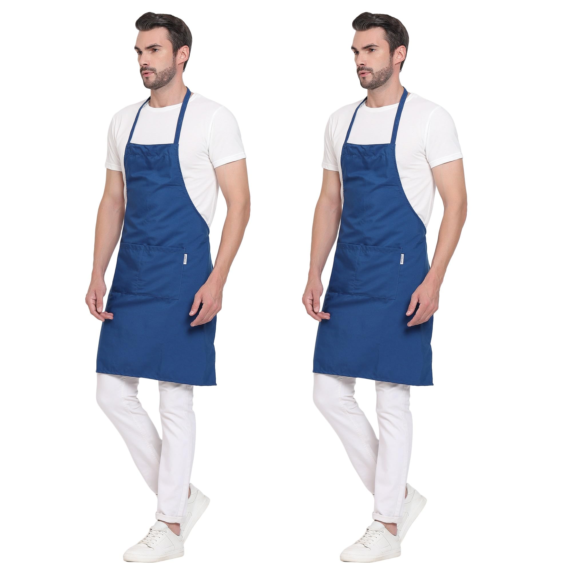 uniformer RedStar - Paquete de 2 delantales unisex para cocina para hombres y mujeres, perfectos para la cocina del hogar, restaurante, cafetería, cocina, bar, salón, barbería (azul, 2 piezas)