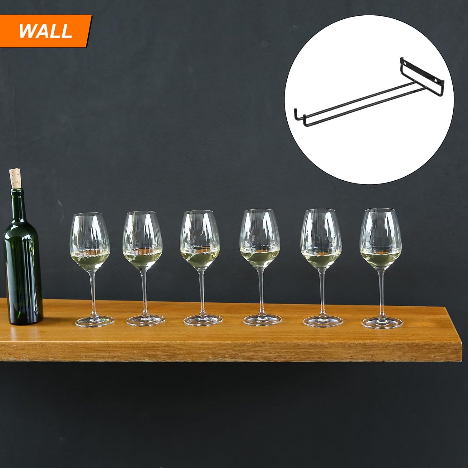 uxcell 2Pcs Wine Glass Rack, 10.43 Inch Iron Wine Glasses Rack Under Cabinet Stemware Rack - Wall Mountable Wine Glass Holder Storage Hanger for Bars Coffee Restaurants Kitchens, Black