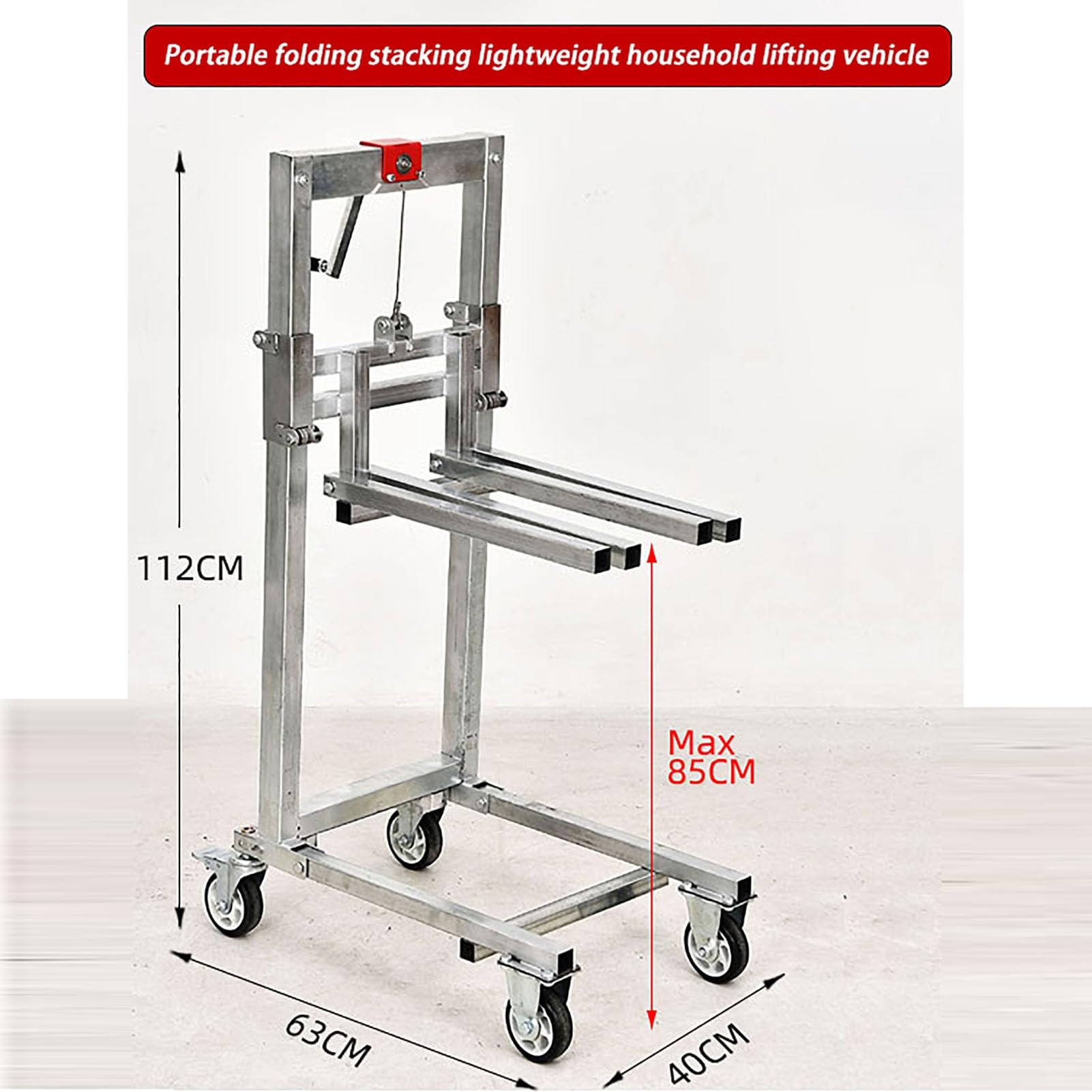 Carretilla elevadora manual, carretilla elevadora de manivela resistente, apilador de cabrestante de elevación de material plegable para el garaje y almacenes