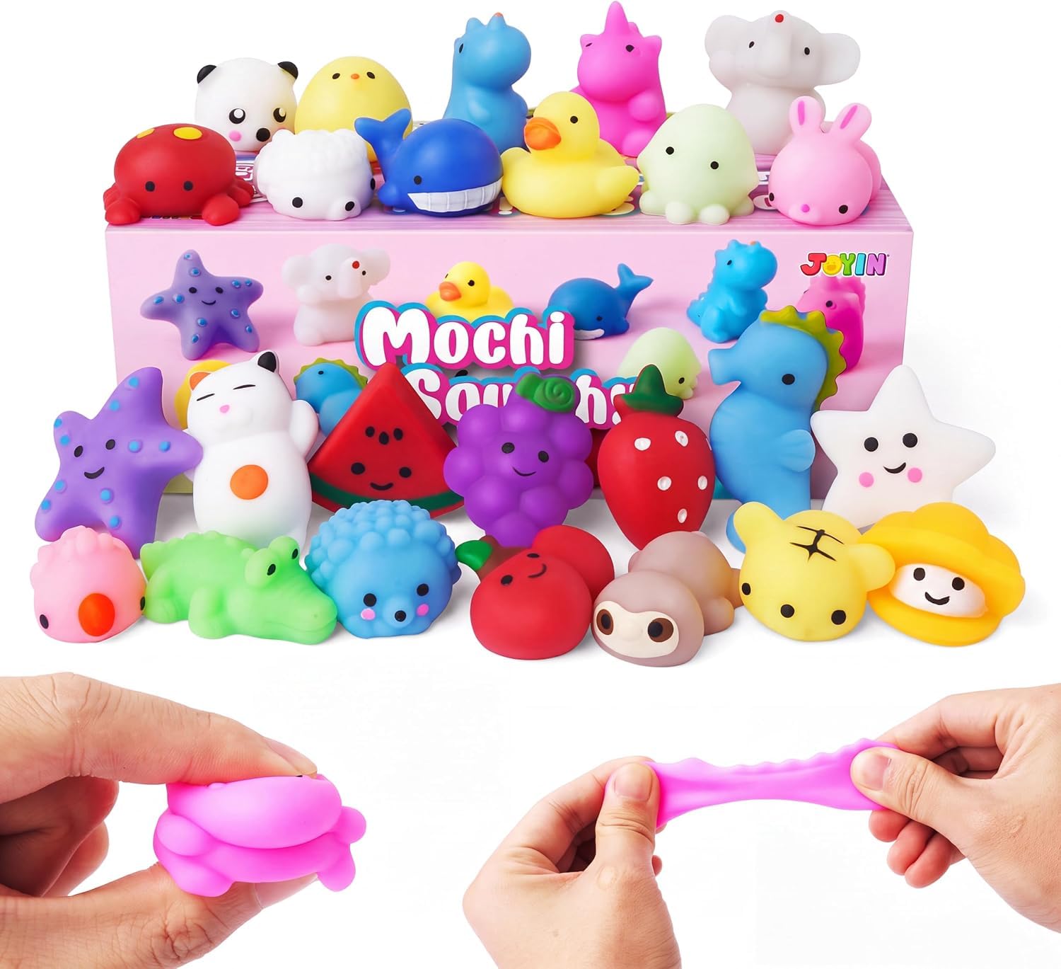 JOYIN Mochi 25 Pieces Squishy Toys Set, Party Bag Children's Birthday Party Bag for Children, Soft Squeeze Fidget Toys, Ideal Party Bag Fillers for Boys and Girls, Birthday Favours and Gifts