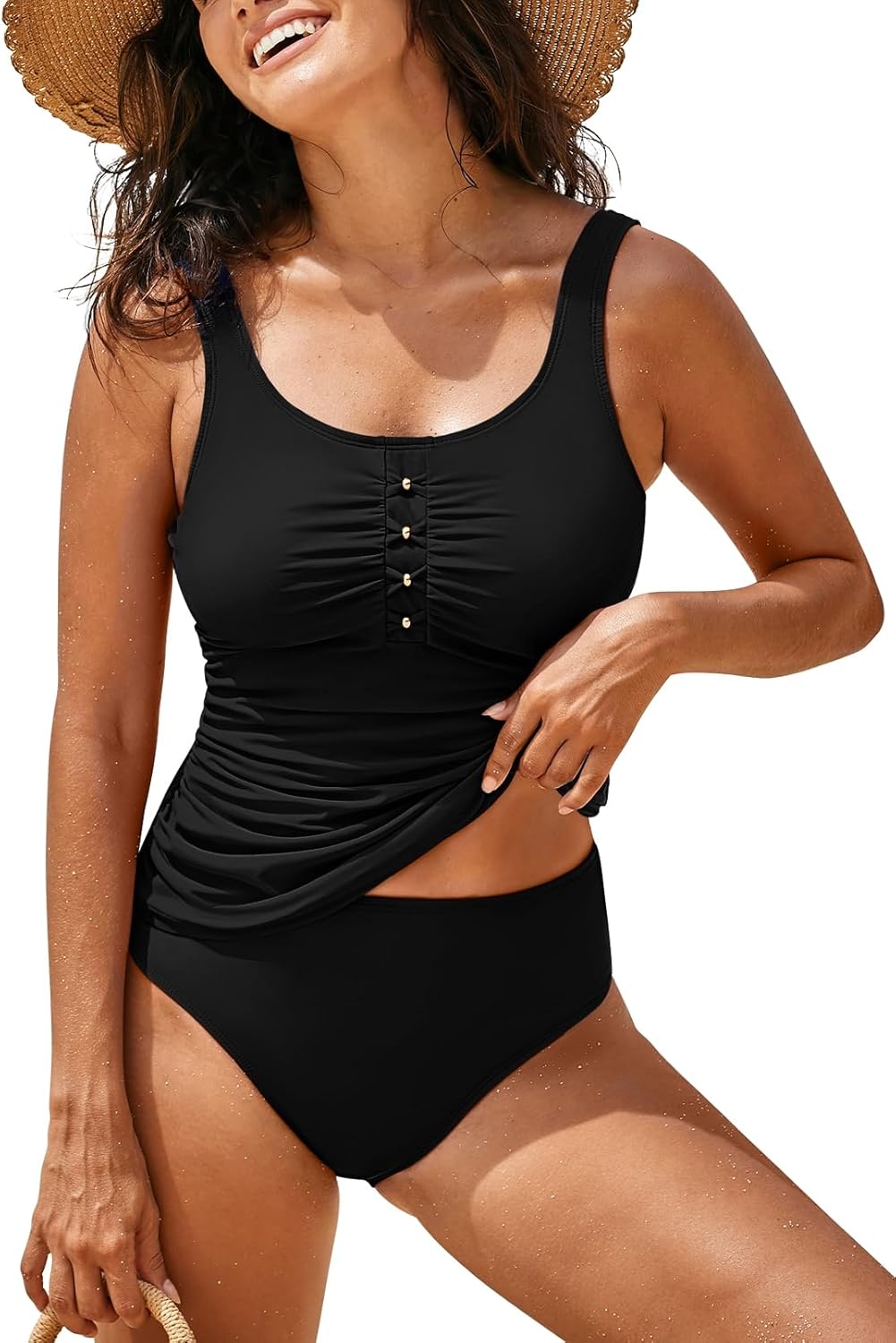 Pink Queen Tankini Swimsuit for Women Scoop Neck Ruched Tummy Control Bathing Suits 2025