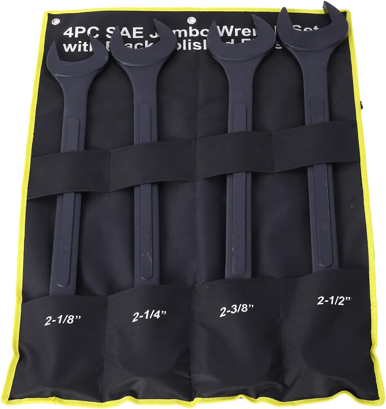 Jumbo Wrench Set, SAE, 2-1/8, 2-1/4, 2-3/8, 2-1/2-inch, Large Combination Wrench Set, Black Oxide Finish with Pouch (4PC-SAE)