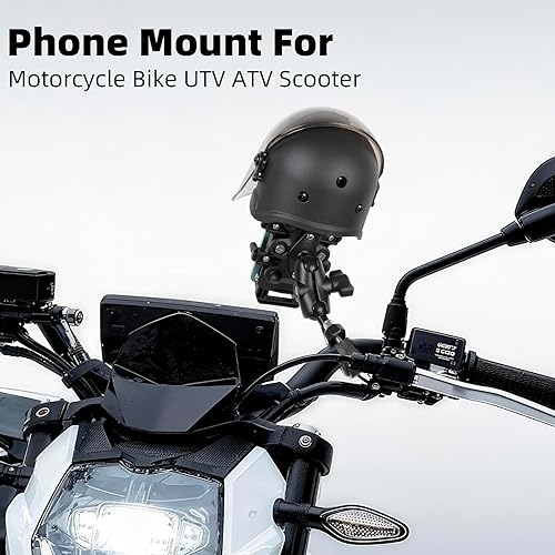 Miniatura 2 de Soporte de teléfono para motocicleta con amortiguador de vibraciones, impermeable, resistente al sol, base de montaje de manillar de aleación de