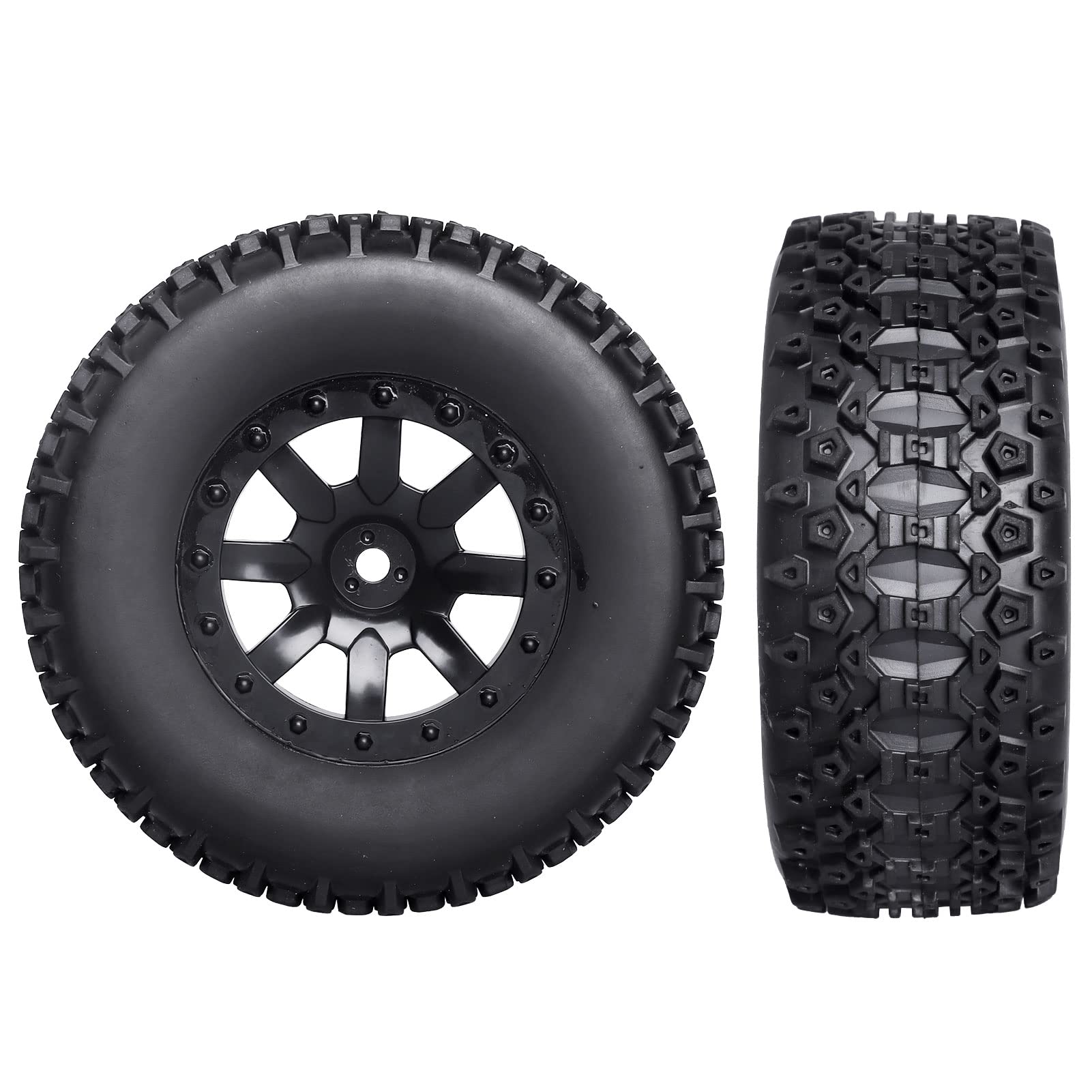 RC Wheel Set 4pcs - Tires & Rims Pre-Glued For 1:10 Scale Short Course Trucks (Slash, Redcat, HPI, Losi & More), Style B - View #5