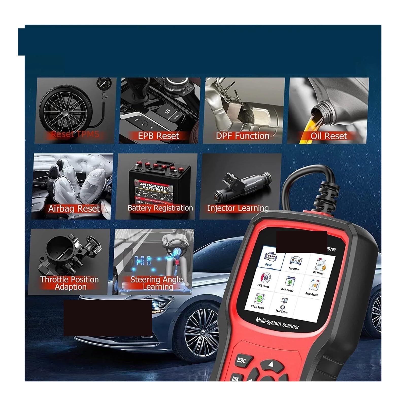 VD700 OBD2 Scanner Lettore di Codici for Auto Strumenti scansione diagnostica del Completo Ripristino 'Olio, Prestazioni stabili