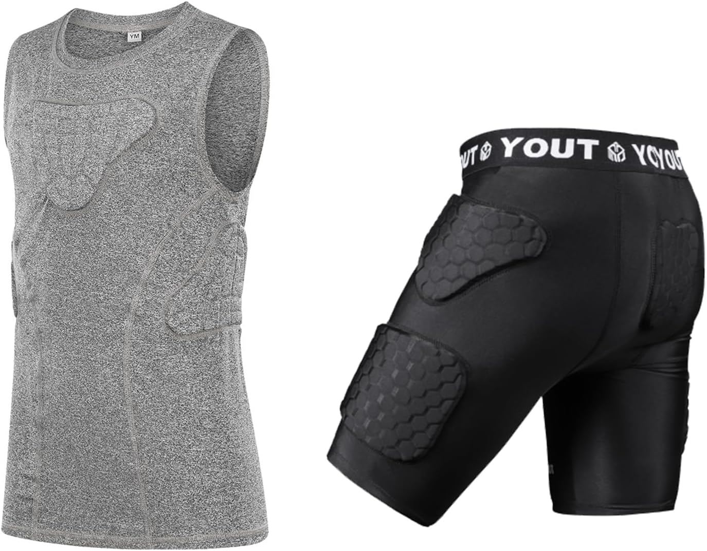 Youth Padded Compression Short Football Girdle with Pads Hip Thigh Butt Tailbone Protector Pants Boys Protective for Snowboard Skate Ski Kockey Cycling Baseball Rugby