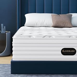 Queblox 5FT King Mattress, 11 Inch 7-Zone Pocket Sprung Mattress with Memory Foam and Soft Knitted Fabric, Medium Firm,Motion Isolation White 150x200x28cm - Amazon product rated Grade A