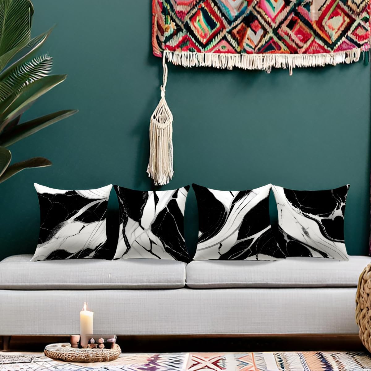 Grey and Black Abstract Pillow Covers 18 x 18 Inch Decorative Throw Pillow Covers Set of 4 for Home Living Room Decor Sofa Bedroom Car Couch Cushion Cover Pillow Cases - Image 7