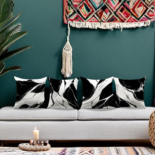 Miniatura 2 de YAJTJX Juego de 4 fundas de almohada abstractas grises y negras de 18 x 18 pulgadas, fundas de almohada decorativas para el hogar, sala de estar,