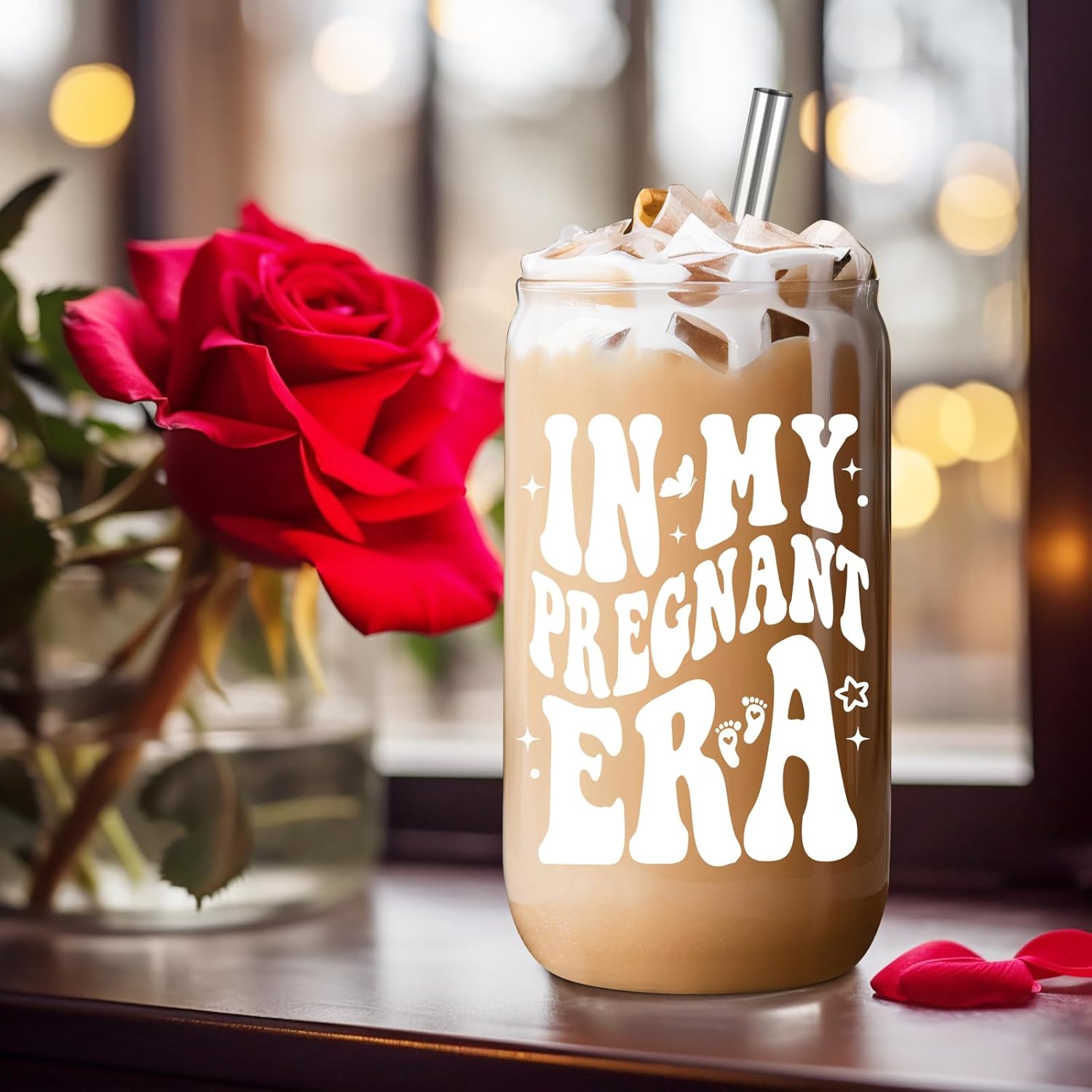Fairy's Gift Pregnant Women Iced Coffee Cup, Cute Pregnant Mom Gifts, New Mama 16 oz Coffee Glass Cup, New Mothers Valentines Day, Pregnancy Gifts for Expecting Mom, First Time Mommy, Mommy to Be - Image 5