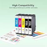 212XL Ink Cartridges 5 Pack Replacement Remanufactured for Epson 212 Ink Cartridges 212XL 212 XL, High Capacity for Expression Home XP-4100 XP-4105 Workforce WF-2830 WF-2850 Inkjet Printer (2BK/C/M/Y)