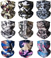 Vista 7 de KINREE 9PCS Face Mask Bandanas Headband Head Wrap Scarf Neck Warmer Headwear Balaclava for for Dust Sun Wind