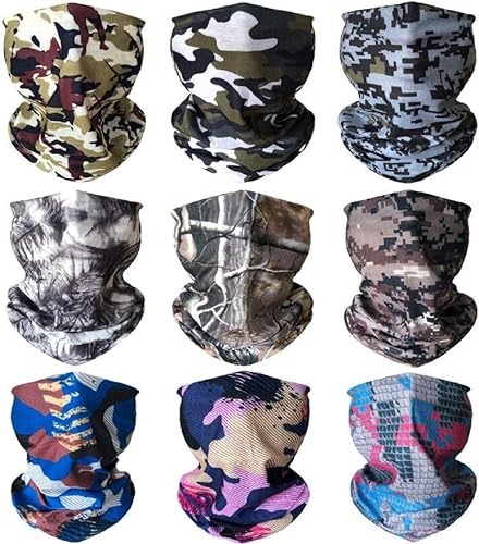Miniatura 8 de KINREE 9PCS Face Mask Bandanas Headband Head Wrap Scarf Neck Warmer Headwear Balaclava for for Dust Sun Wind