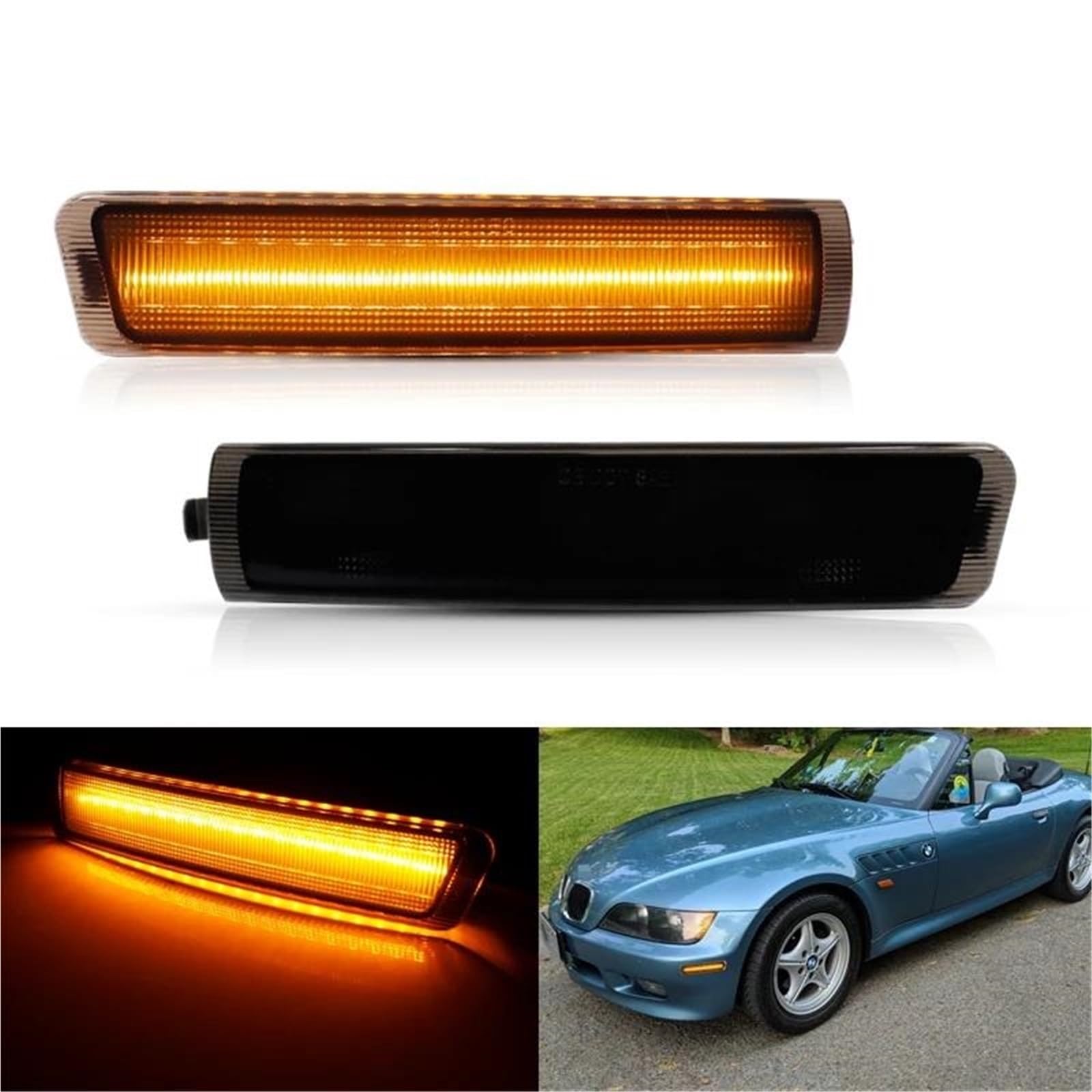 Specchietto Retrovisore Luci Blinker Per Z3 1996-2002 Auto T10 LED Luce Di Posizione Laterale Anteriore Parafango Coupé Roadster Direzione Luci Guida 12V(Clear Lens Amber)