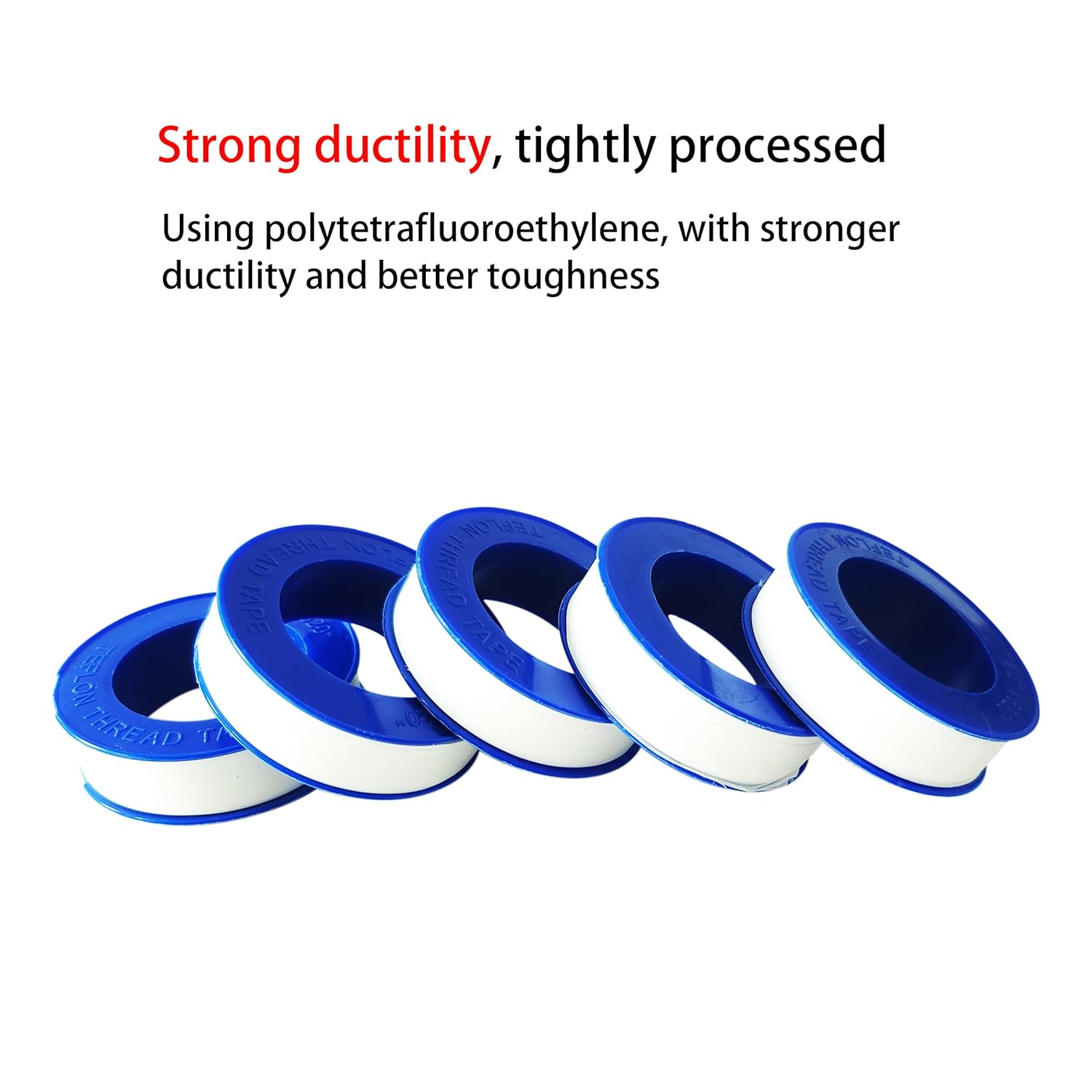 5 Rolls 1/2 Inch(W) X 520 Inches(L) Teflon Tape PTFE Thread Sealant Plumbers Tape for Seal Water Pipe, Shower Head,Prevent Leakage, White