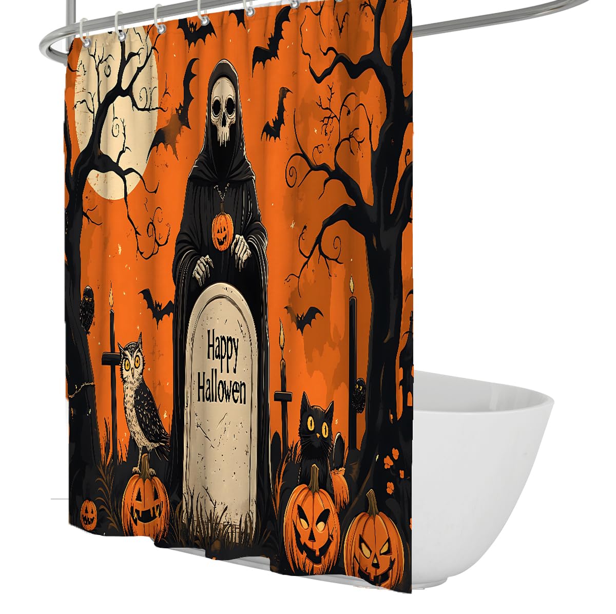 Rideau de douche Halloween 150x200 anti-éclaboussures pour fenêtre et bain
