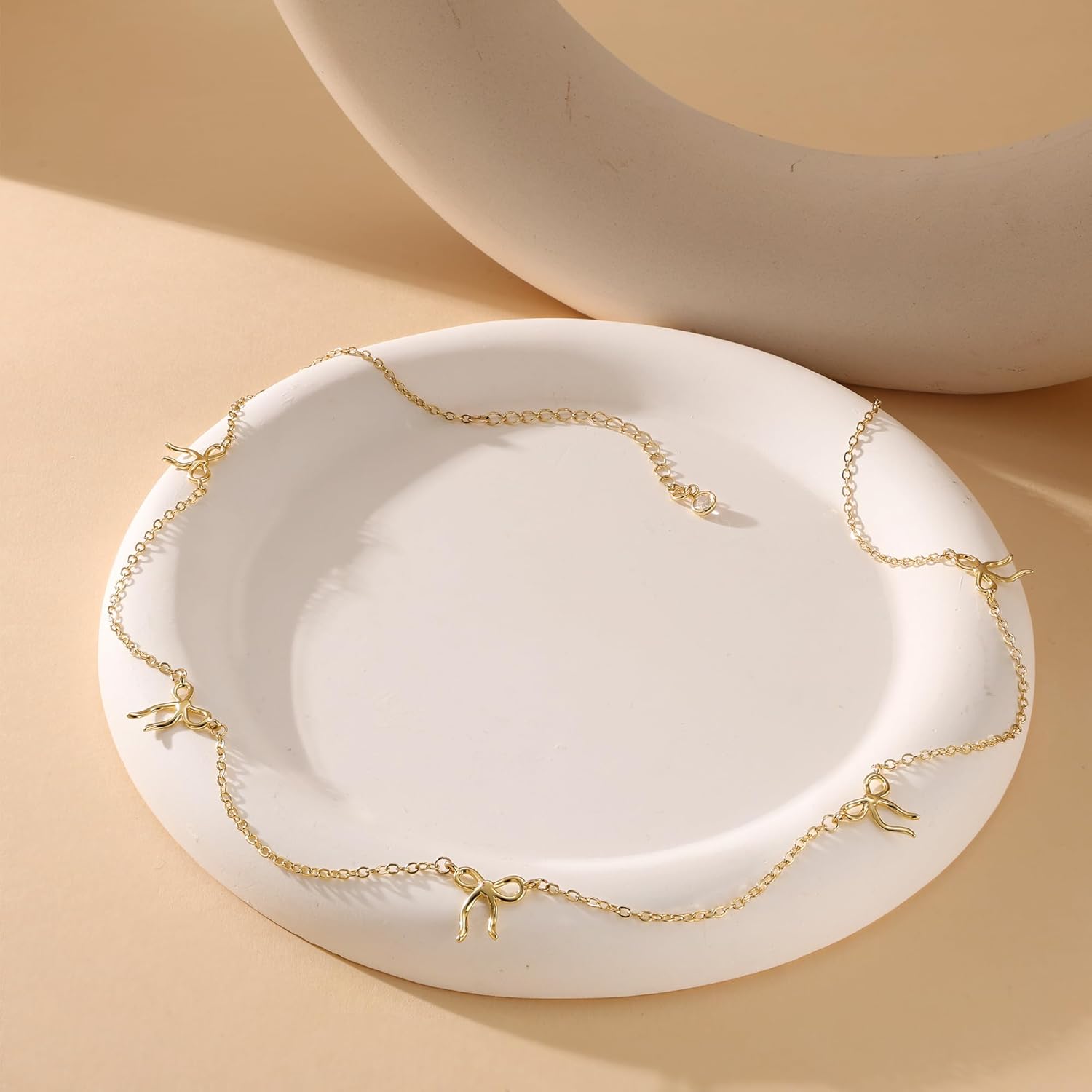 MBW Bow Necklaces for Women Trendy, Dainty Layered 14K Gold Plated Cute Bow Pearl Heart Pendant Choker Necklace Stack Love Choker Waterproof Fashion Jewelry Set Gift for Women Mom - Image 4