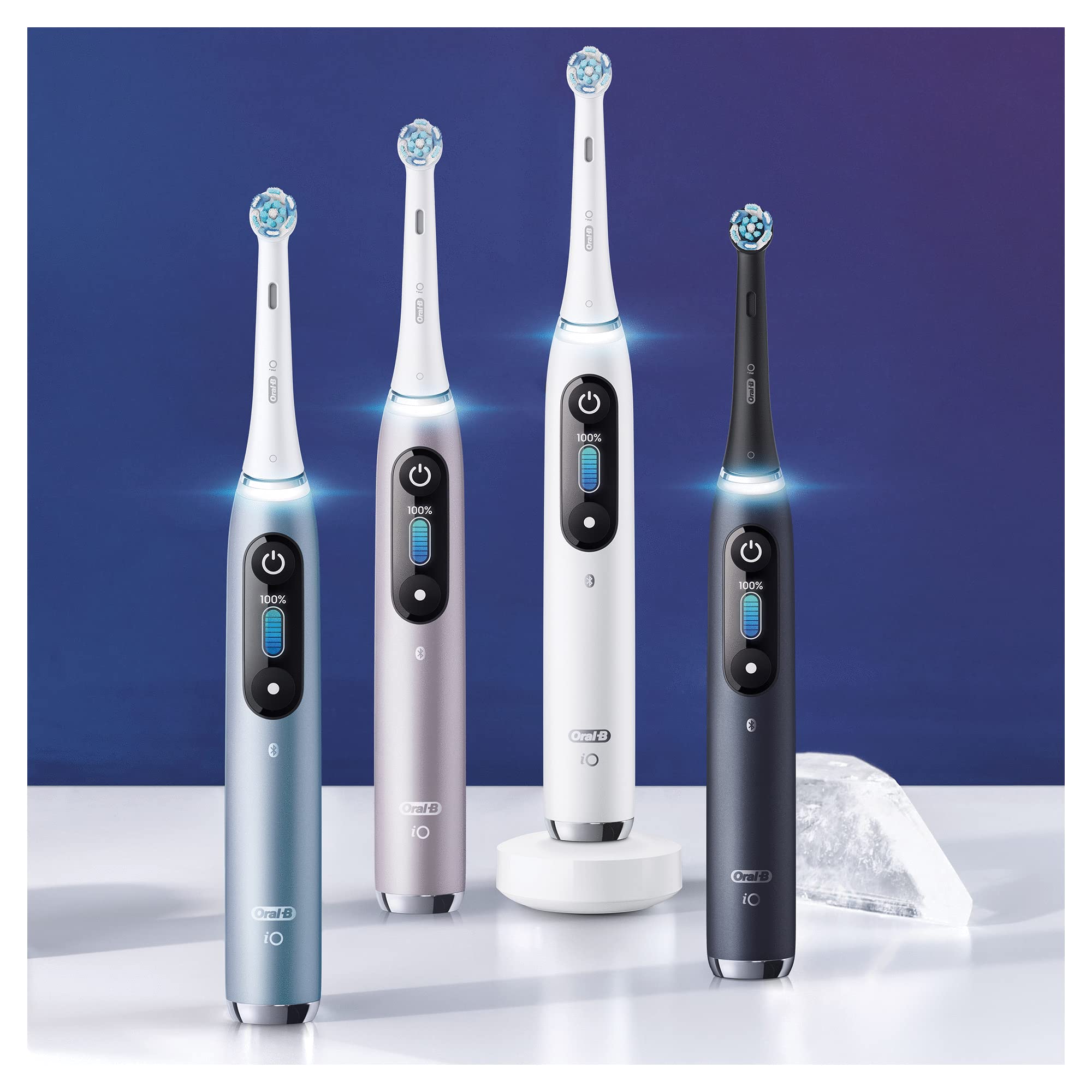 Oral-B Cepillo de dientes eléctrico iO Serie 9, edición especial, se conecta a la aplicación móvil Oral-B, con tecnología magnética iO, estuche de viaje con función de carga, bolsa de cosméticos, azul