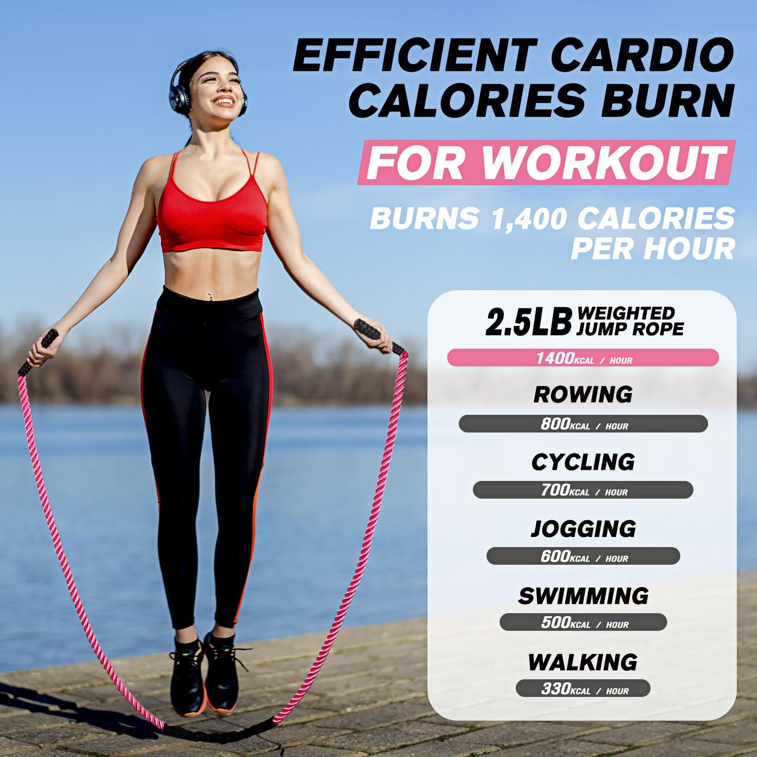 Jump Rope, Weighted Jump Rope for Women, Adult Skipping Rope for Fitness, Home Gym Workout Equipment, Heavy Exercise Jumpropes for Weight Loss, Shape body, Strength Training, Total Body Workout