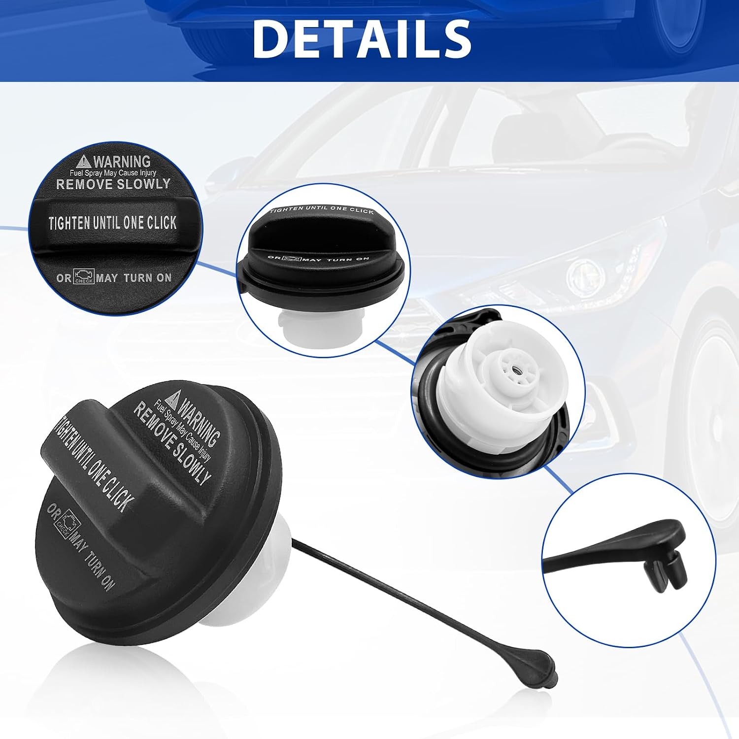 Fuel Tank Cap Fuel Cap Gas Cap for Hyundai Accent Azera Elantra GT Entourage Equus Genesis Coupe Santa Fe Sonata Tucson Veloster Kia Soul Sedona Forte Sportage Sorento Optima Amanti 31010-3L600