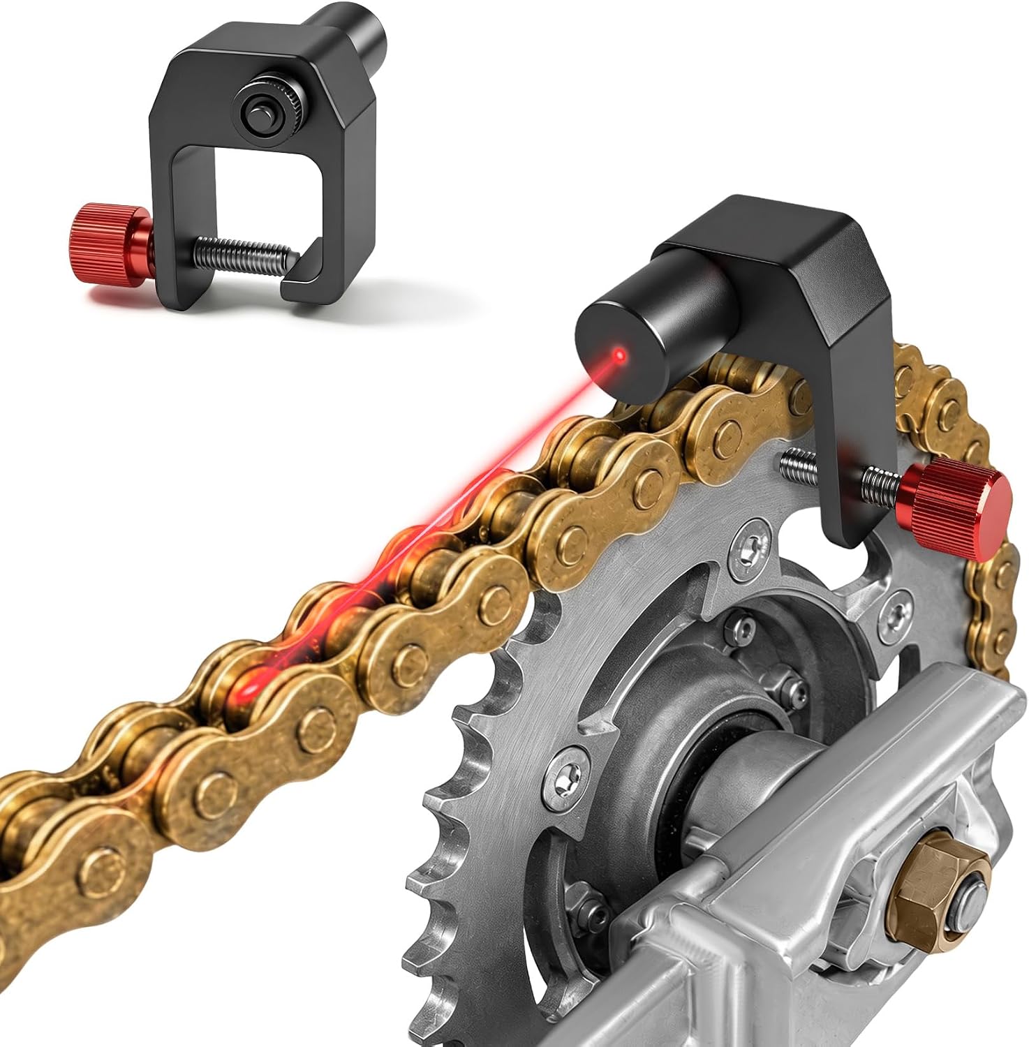 Laser Chain Alignment Tool for Motorcycle, ATV, Dirt Bike & Go Kart, Precision Chain & Sprocket Alignment, Accurate Adjustment, Reduces Drivetrain Wear