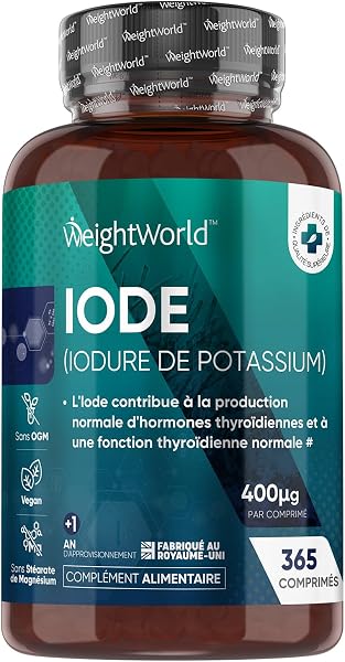 WeightWorld Iode de Potassium Stable Thyroïde 400μg