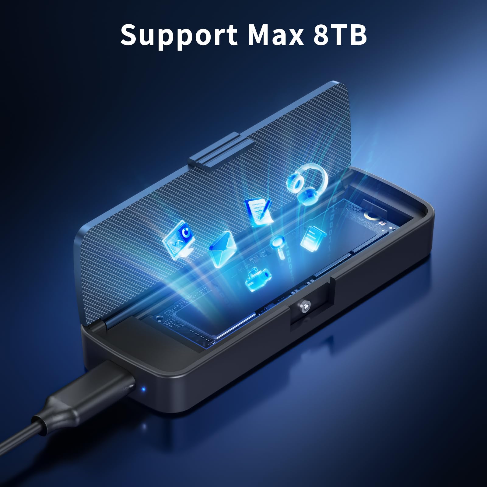 FIDECO Obudowa M.2 NVMe SSD, Adapter M.2 NVMe do USB, Czytnik SSD USB 3.2 Gen 2 (10Gbps) z bezpośrednią instalacją bez narzędzi, Obsługuje UASP i TRIM, Konstrukcja typu Sandwich (Niebieski)