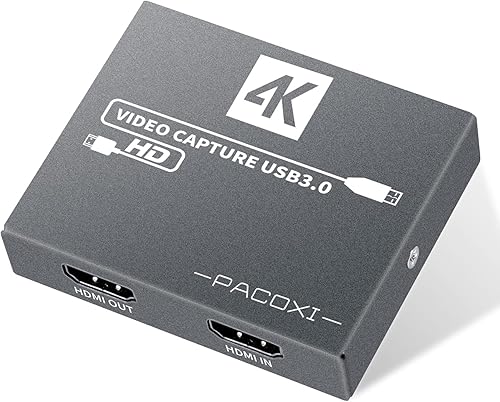 PACOXI Game Capture Card4K 1080P HDMI USB30 HD AudioVideo Capture DevicePS4 Switch OBS YouTube Passthrough Transmisión y Grabación en tiempo real