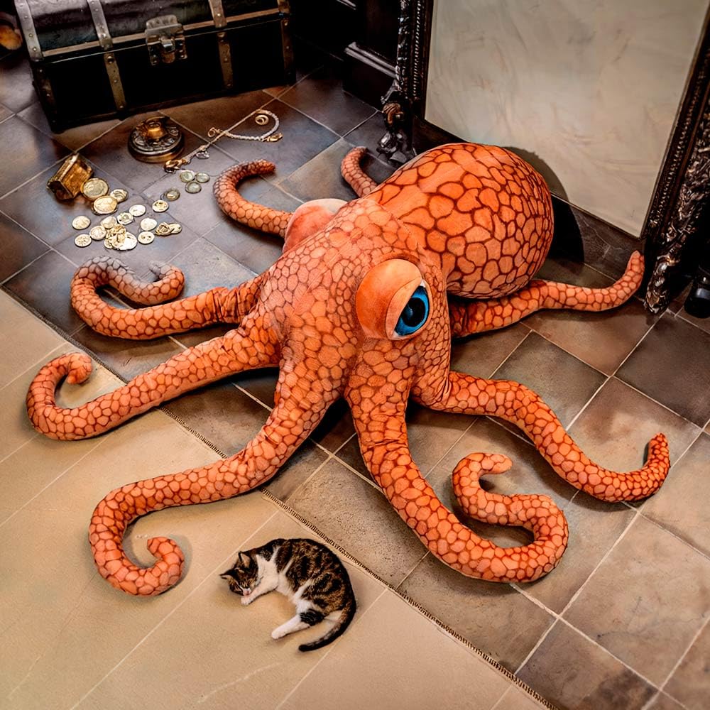 mikamax Peluche de Pulpo Gigante – 150 cm – Peluche Suave y Realista – Animales Marinos Pesados para niños – Idea de Regalo Divertida