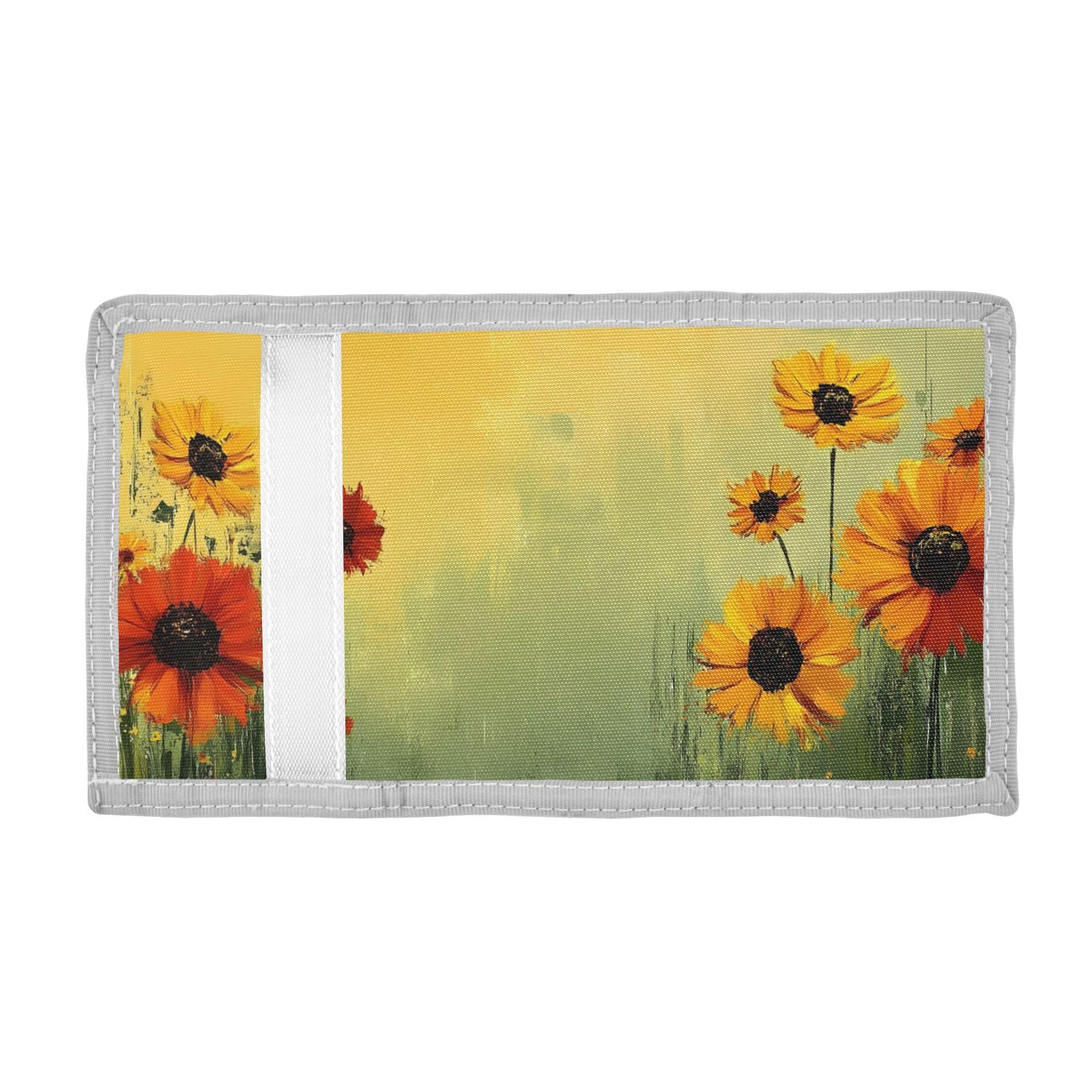 FOLIOSA Kids Wallet for Boys Girls Floral Vintage Print Youth Wallet with Zipper Pocket Card Holders, Novelty Wallet 4.9×2.9 in