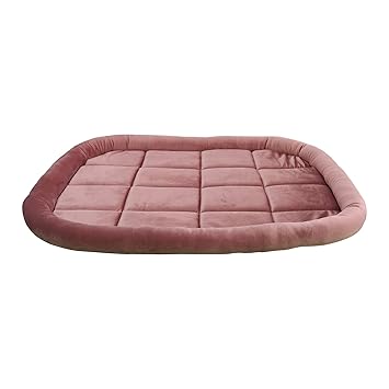 Mellifluous Premium Holland Velvet Size Dog and Cat Rectangular Pad Pet Bed (Small, Peach)