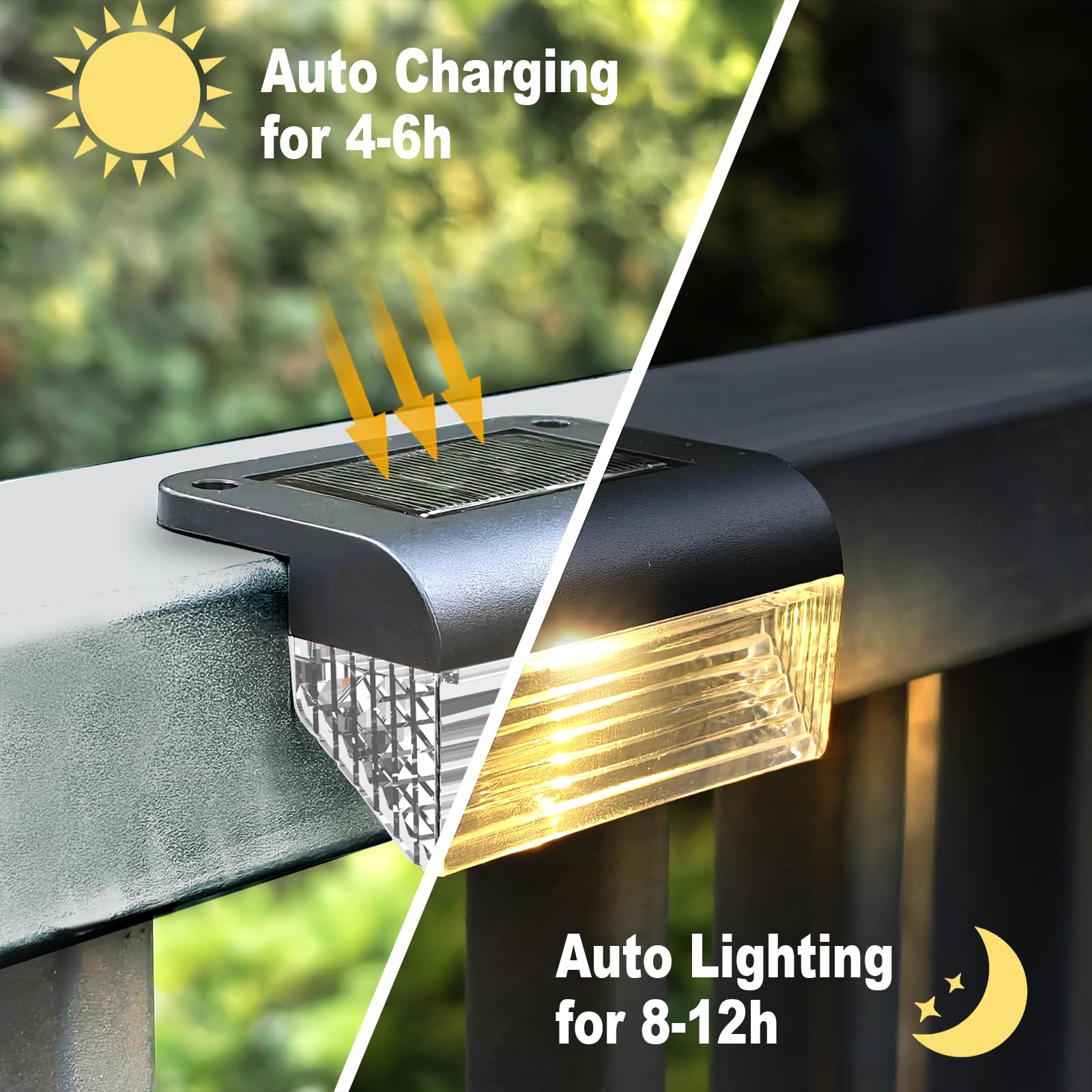 Solar Fence Lights Outdoor - 8 Pack Deck Light Solar Powered, IP55 Waterproof Setp Light Outdoor for Deck, Outside Step, Patio, Yard, Backyard, Garden