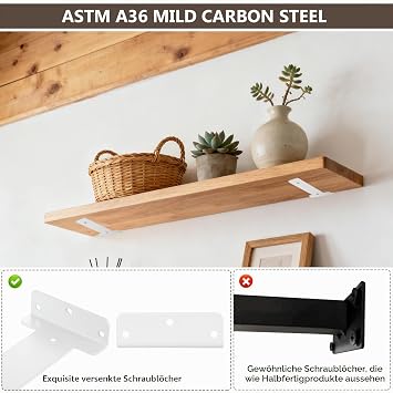 Pack of 4 150 mm Invisible Shelf Brackets T Shelf Brackets Wall White