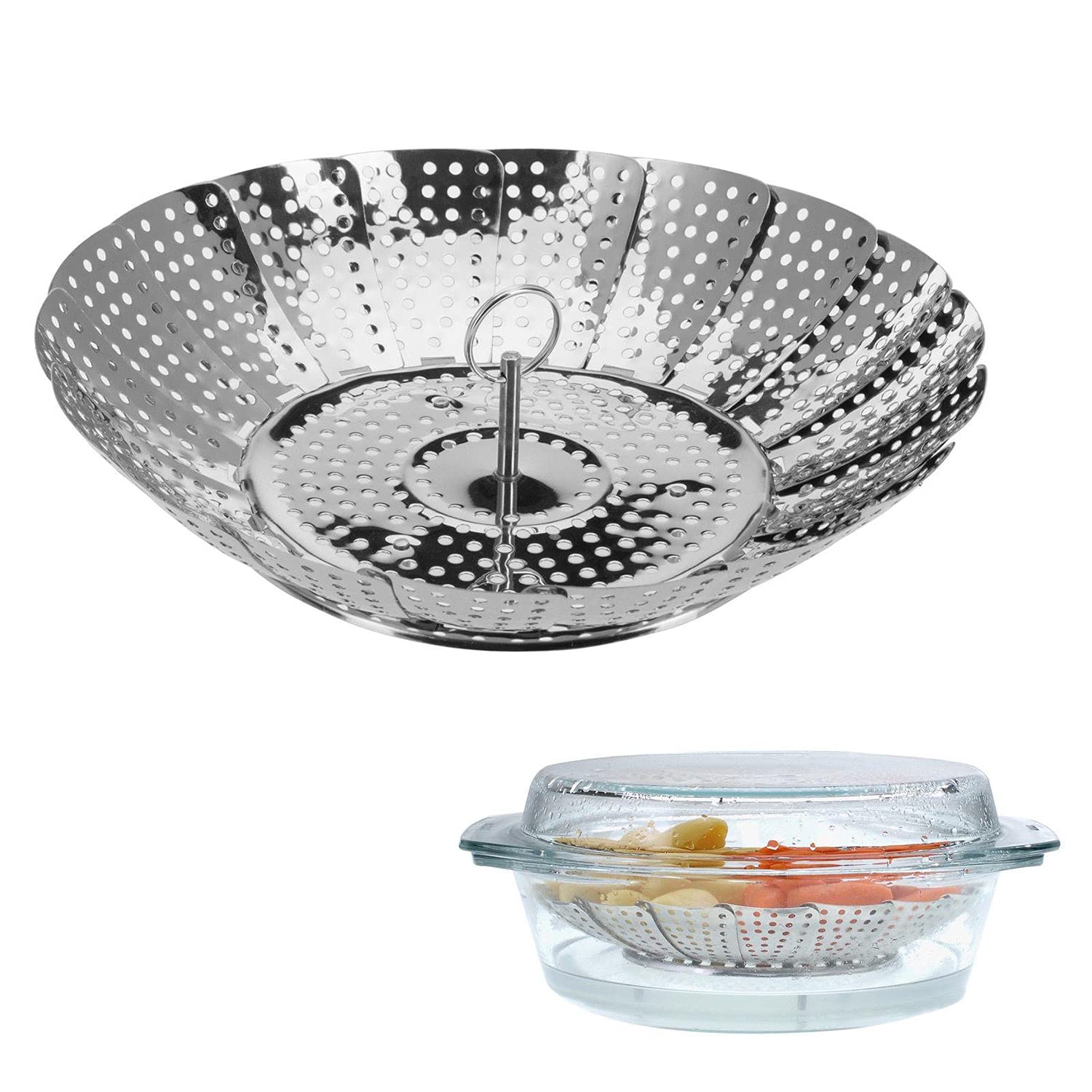 Westmark Cestello per cottura a vapore, Regolabile, per pentole di Ø 14 - 23 cm, acciaio inox, argento, 12592270