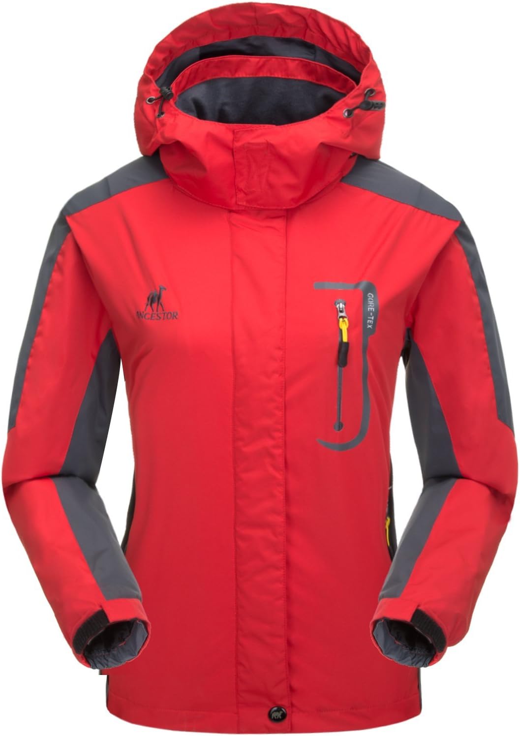KISCHERS Waterproof Jacket Women's Raincoat, Ladies Rain Jacket, Softshell Jackets Outdoor Sportwear Rain Coats with Hooded (Red 1, M)