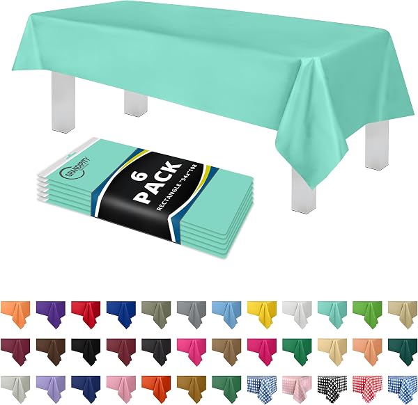 Grandipity Premium Plastic Tablecloth 54 Inch x 108 Inch Rectangle Table Cover & 84 Inch Round Tablecloths Disposable 6