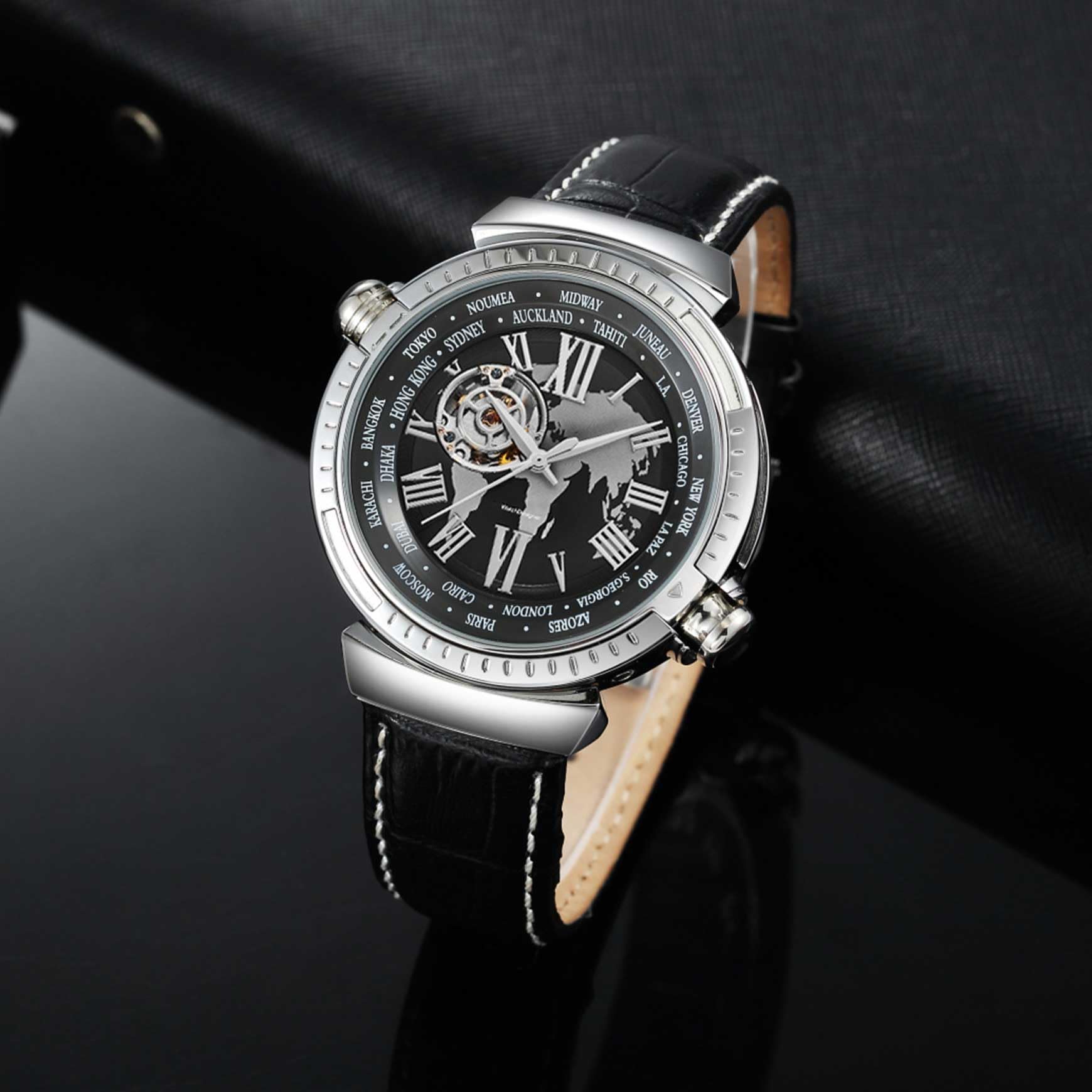 Reloj Mecánico Automático para Hombre Esfera Esqueleto Multifuncional Estilo Vintage Elegante Impermeable